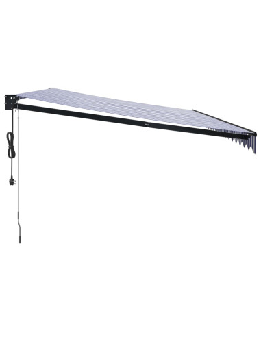 Tenda Sole Automatica Retrattile Blu e Bianca 5x3 m