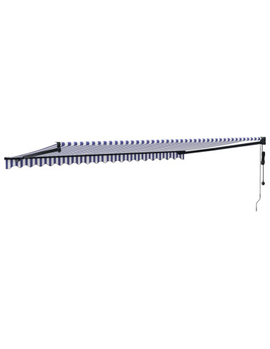 Tenda Sole Automatica Retrattile Blu e Bianca 5x3 m