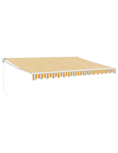 Tenda Sole Retrattile Gialla e Bianca 4x3 m Tessuto e Alluminio
