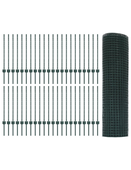 Recinzione in Rete Saldata con 44 Post Verde 0.8x100m Acciaio