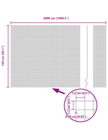 Recinzione con Posto Verde 1,5 x 50 m Acciaio e PVC