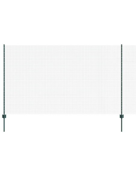 Recinzione in Rete Saldato  con 22 Pali U Verde 1.4x50 m Acciaio