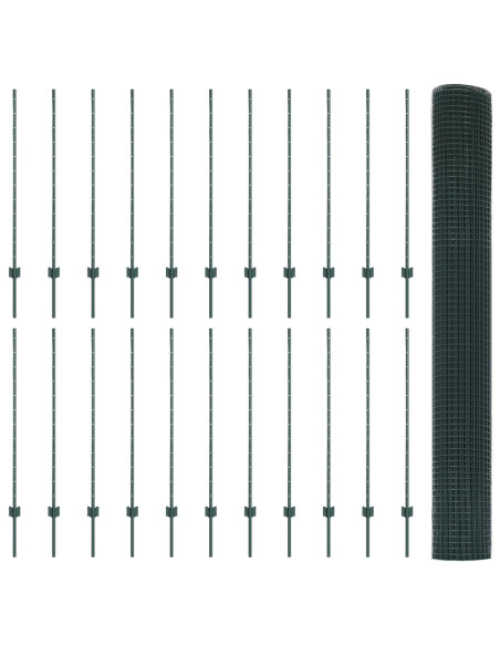 Recinzione in rete saldata  con 22 pali a U Verde 1.2x50 m Acciaio