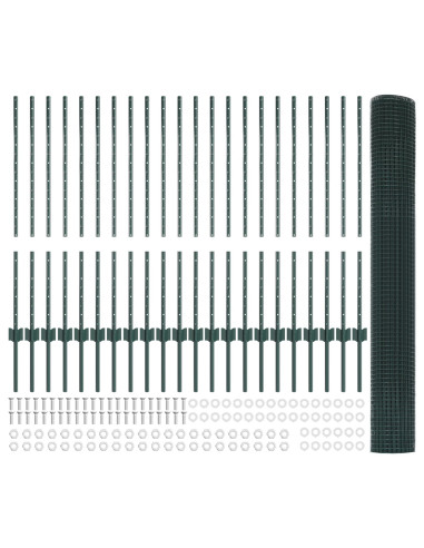 Recinzione con Posto Verde 1 x 50 m Acciaio e PVC