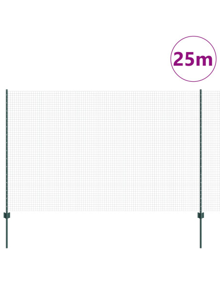 Recinzione in Filo Saldato  con 11 Post U Verde 1,6x25 m Acciaio