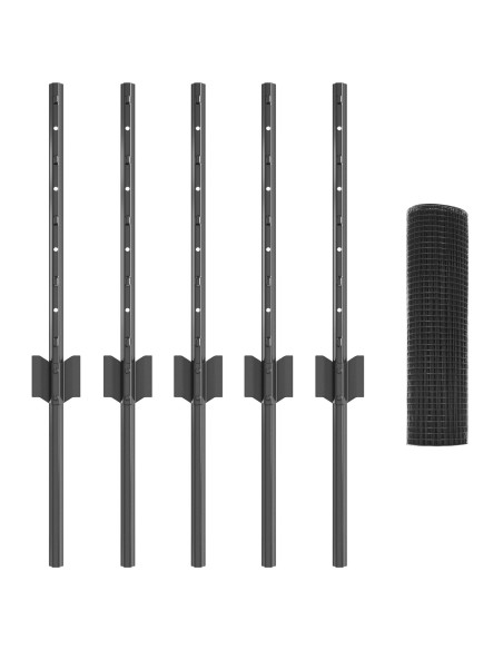 Recinzione in Rete Saldata  con 5 Pali Grigi 0.4x10 m in Acciaio