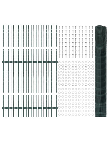 Recinzione in Rete Saldato  con 44 U Post Verde 1x100 m Acciaio