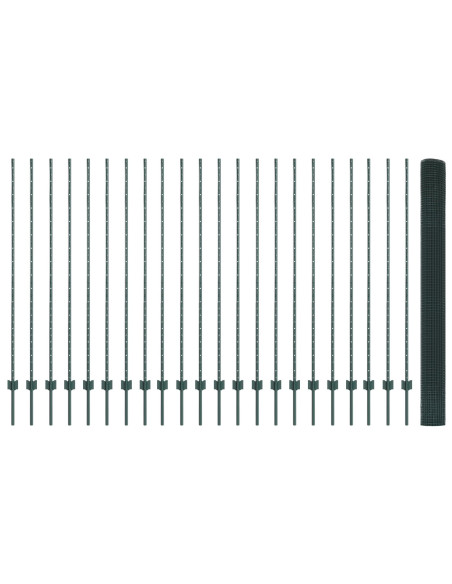 Recinzione in Filo Saldato  con 22 Post U Verde 1.5x50 m Acciaio