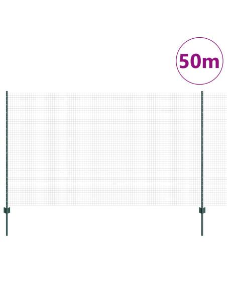 Recinzione in rete saldata  con 22 pali U Verde 1,4x50 m Acciaio