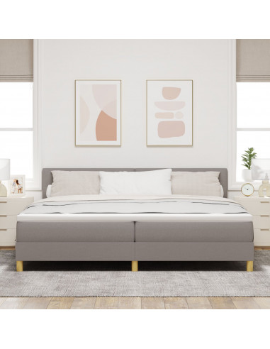 Letto con Box Spring Materasso Tortora 200x200 cm Tessuto
