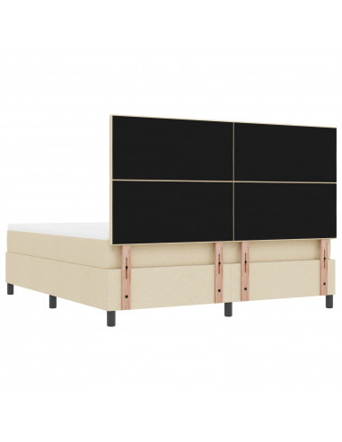 Letto con doga e materasso e panca crema 180x200 cm in tessuto
