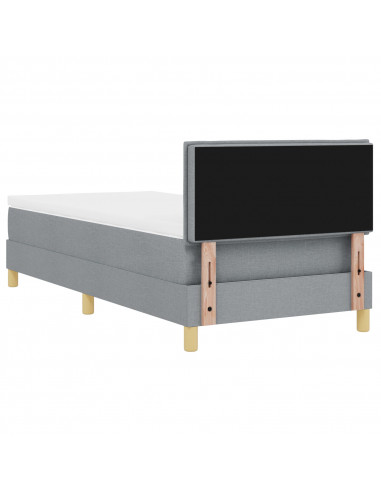 Letto con Rete a Molle con Materasso & LED Grigio Chiaro 90x200 cm Tessuto