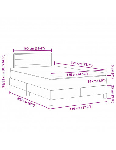 Letto con Rete a Molle e Materasso Blu 120x200 cm Tessuto