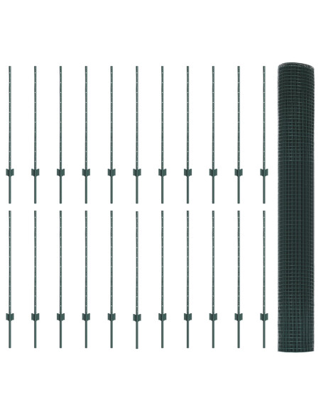 Recinzione in Filo Saldato  con 22 post U Verde 1x50 m in Acciaio