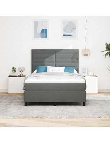 Letto con rete a molle grigia scura e materasso 140x200 cm in tessuto