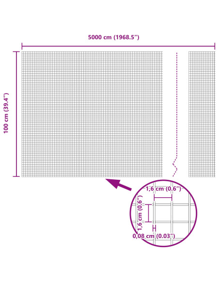 Recinzione in Rete Saldata  con 22 Pali Verde 1x50 m Acciaio