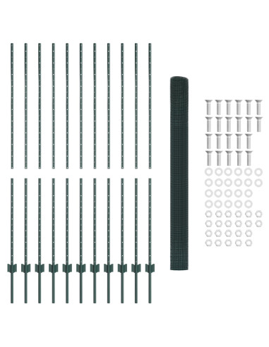 Recinzione con Posto Verde 1,6 x 25 m Acciaio e PVC