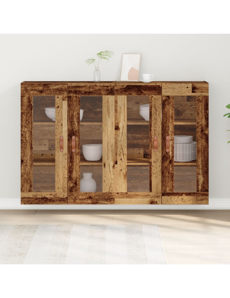 Armadi a muro 2 pezzi Legno antico 69.5x34x90 cm Legno ingegnerizzato