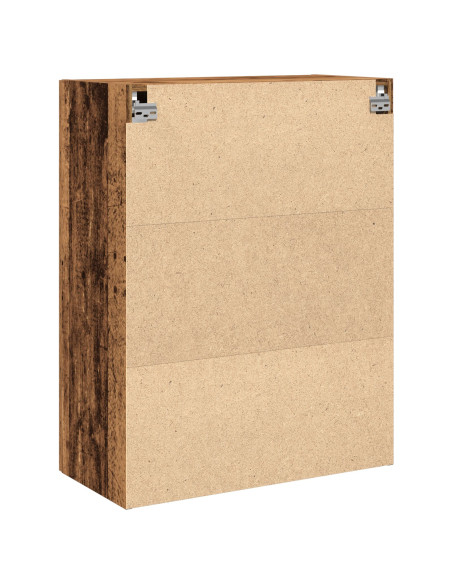 Mobile a Muro  con Porte in Vetro - Legno Recuperato - 69.5x34x90 cm