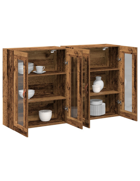 Armadi a muro 2 pezzi Legno antico 69.5x34x90 cm Legno ingegnerizzato