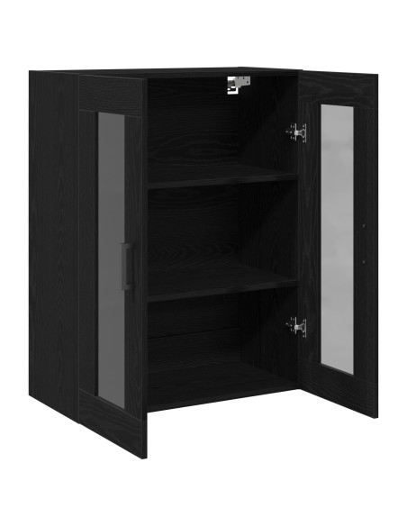 Mobile a muro  con porte in vetro Rovere nero 69.5x34x90 cm