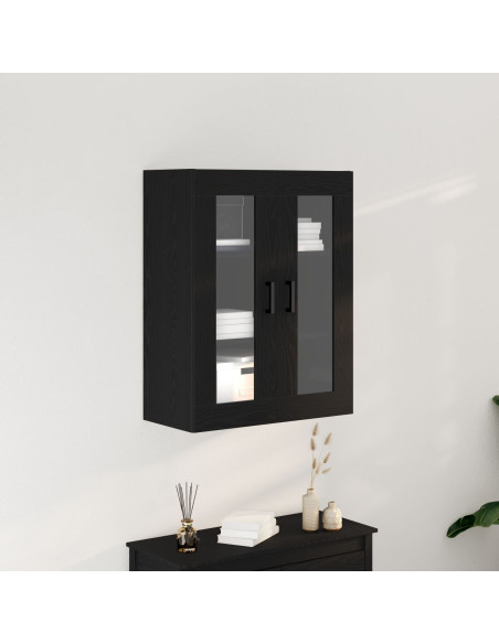 Mobile a muro  con porte in vetro Rovere nero 69.5x34x90 cm