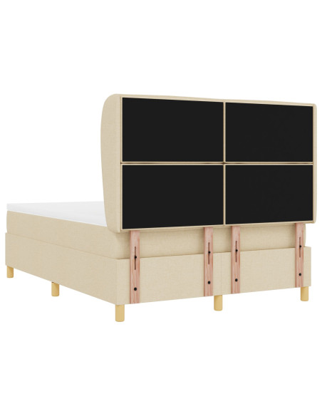 Letto Box Spring con Materasso Panna 140x190 cm Tessuto