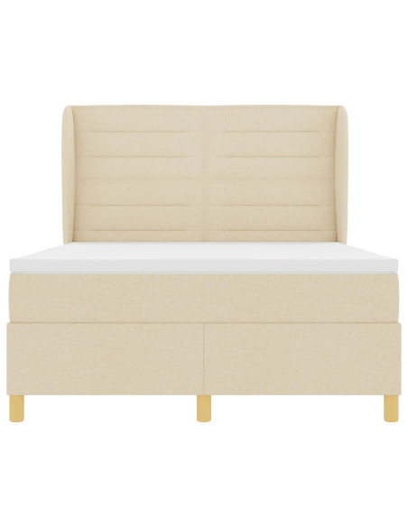 Letto Box Spring con Materasso Panna 140x190 cm Tessuto