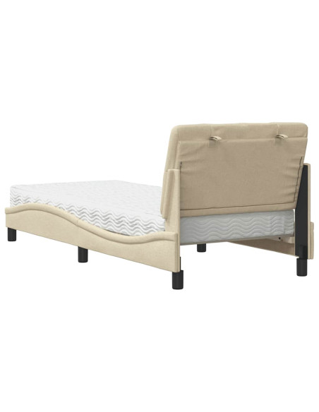 Letto con Materasso Crema 90x200 cm in Tessuto