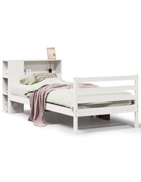 Letto con Libreria senza Materasso 75x190 cm in Legno Pino