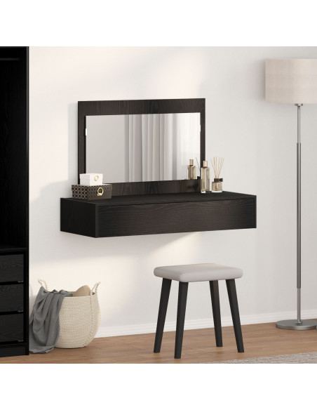Tavolo da trucco appeso nera in rovere 100x40x70 cm