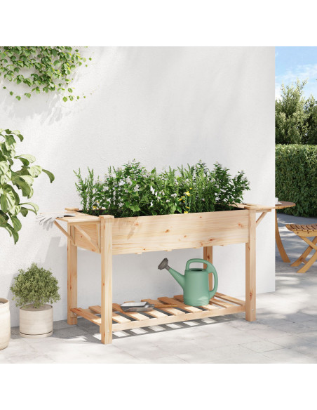 Vasca da giardino  con ripiani 155x59x76 cm in legno massello di abete