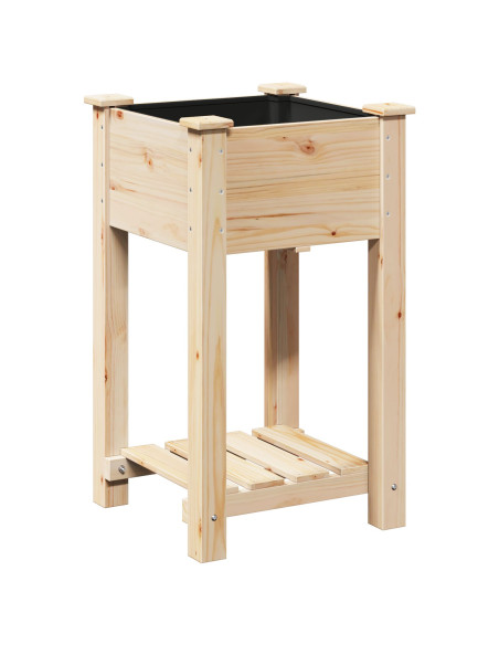 Vaso da giardino  con ripiano 45x45x76 cm in legno massello di abete