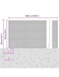 Recinzione con Posto Grigio 1,5 x 50 m Acciaio e PVC 2