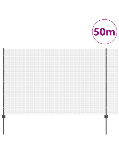 Recinzione con Posto Grigio 1,5 x 50 m Acciaio e PVC