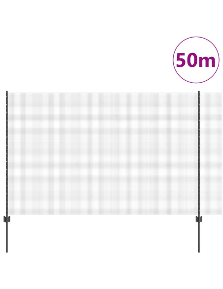 Recinzione con Posto Grigio 1,5 x 50 m Acciaio e PVC