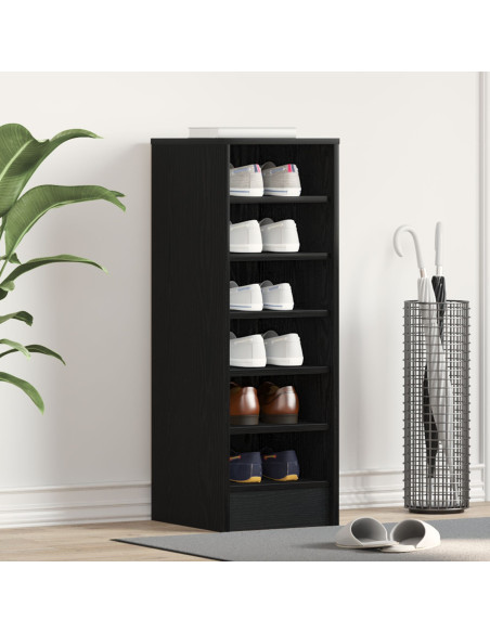 Mobile per Scarpe  Nero Rovere 31,5x35x90 cm in Legno Ingenerizzato
