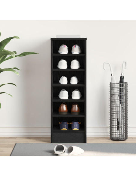 Mobile per scarpe Rovere Nero 32 x 35 x 90 cm Legno multistrato