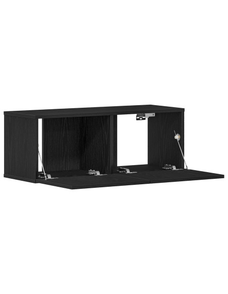 Armadi da muro per TV  (Set di 2) - Rovere Nero, 80x30x30 cm, Legno ingegnerizzato