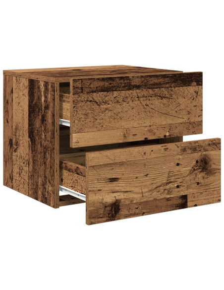 Comodini con luci LED 2 pz da appendere a muro in legno antico