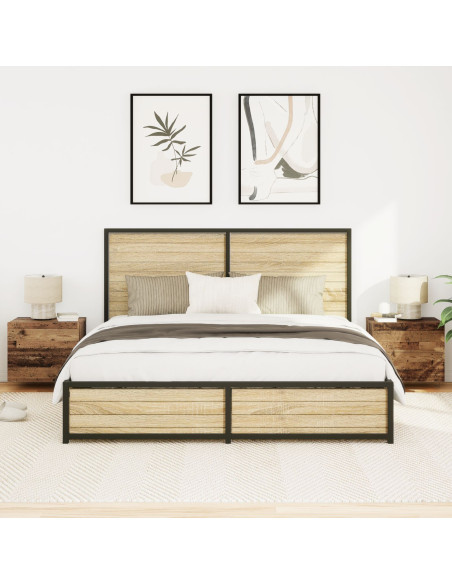 Comodini con luci LED 2 pz da appendere a muro in legno antico