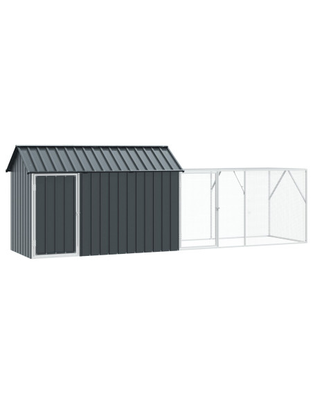 Aviario per Uccelli  con Estensione Antracite 112x421x141 cm Acciaio