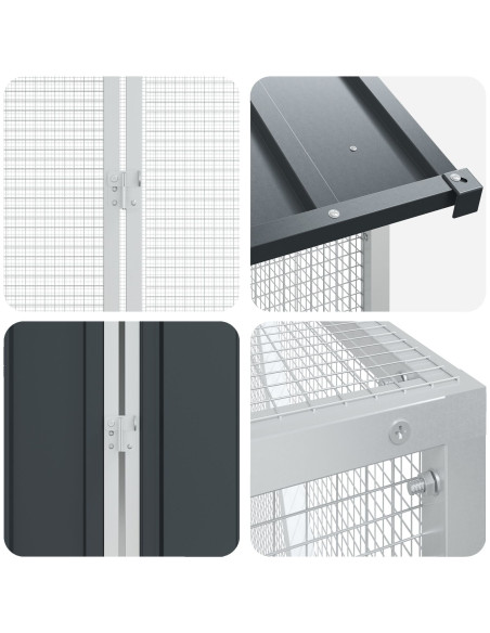 Aviario per Uccelli  con Estensione Antracite 112x421x141 cm Acciaio