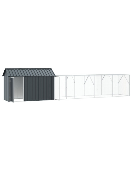 Voliera per Uccelli con Estensione Antracite 112x619x141 cm Acciaio