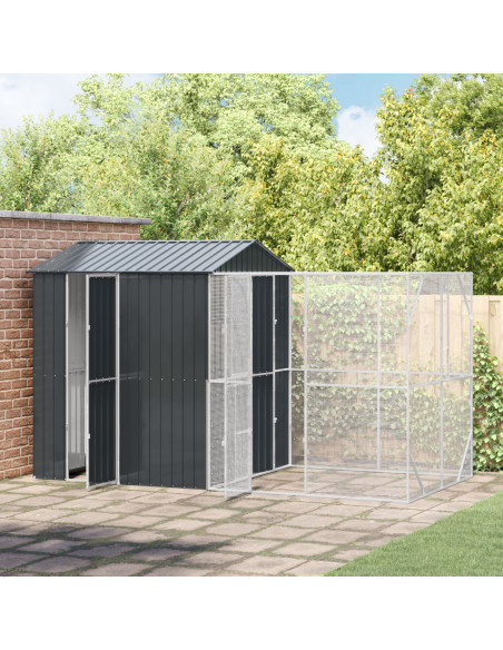 Aviario per Uccelli  con Estensione Anthracite 210x421x247 cm Acciaio
