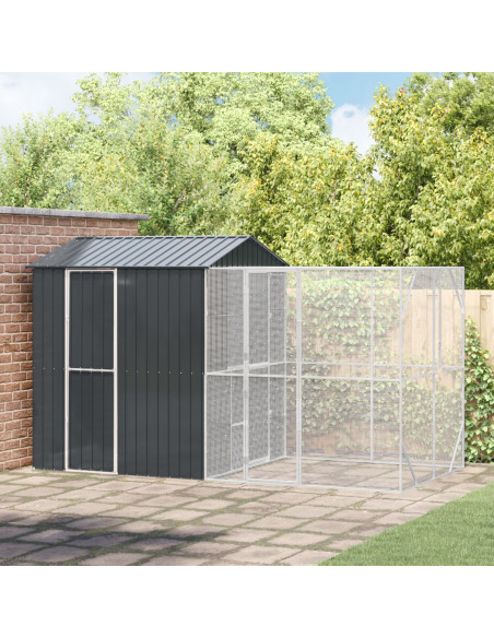 Aviario per Uccelli  con Estensione Anthracite 210x421x247 cm Acciaio