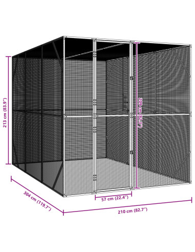 Gabbia per uccelli Antracite 210 x 304 x 213 cm Acciaio zincato