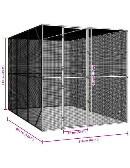 Gabbia per uccelli Antracite 210 x 304 x 213 cm Acciaio zincato