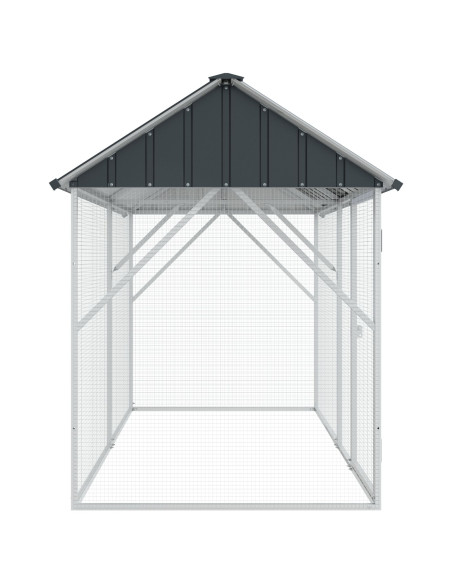 Voliera per Uccelli Antracite 112x227x141 cm Acciaio