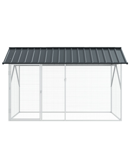 Voliera per Uccelli Antracite 112x227x141 cm Acciaio